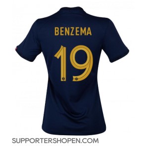 Frankrike Karim Benzema #19 Hemma Matchtröja Dam VM 2022 Kortärmad